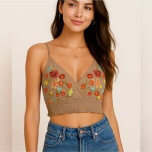 NWT Hayden Embroidered Bralette Crop Top